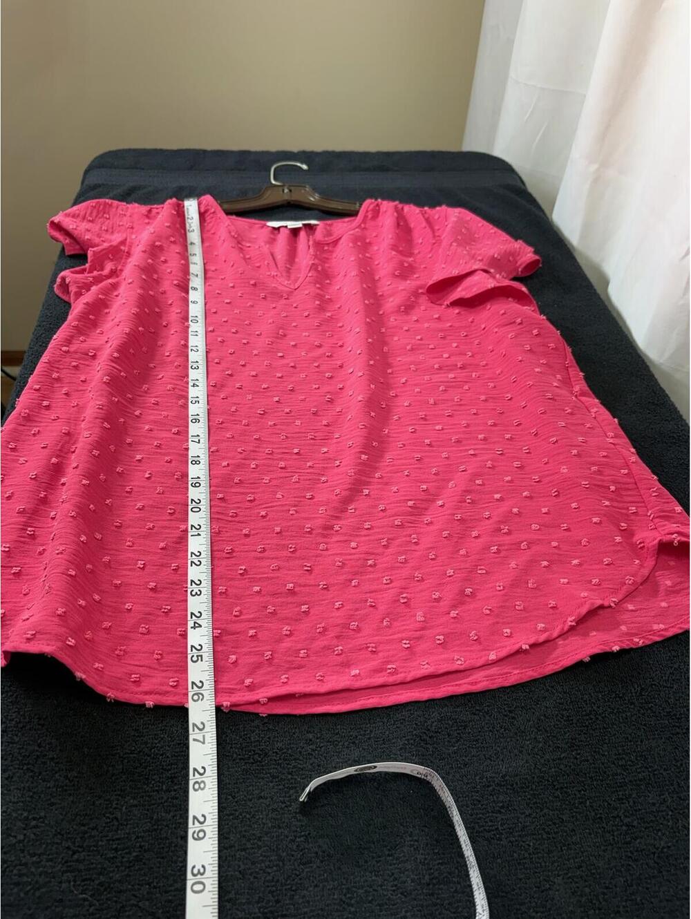 Counterparts Pink Short Sleeve Sheer Dotted Blouse Size L 2445 - Picture 5 of 10